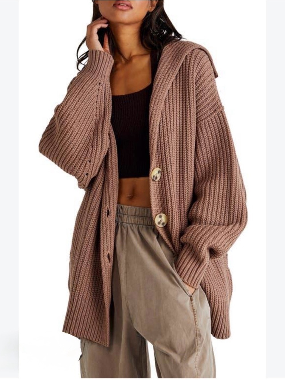 NWT Free People Swim Too Deep Brown Cardigan M